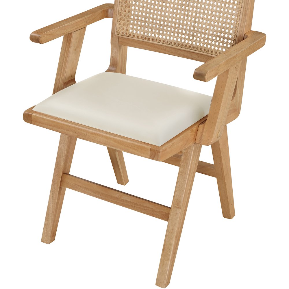 Abby Cream Vegan Leather Dining Arm Chair, Set of 2. Picture 6