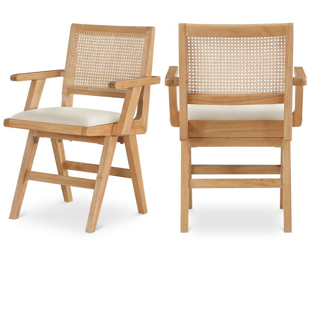 Abby Cream Vegan Leather Dining Arm Chair, Set of 2. Picture 1