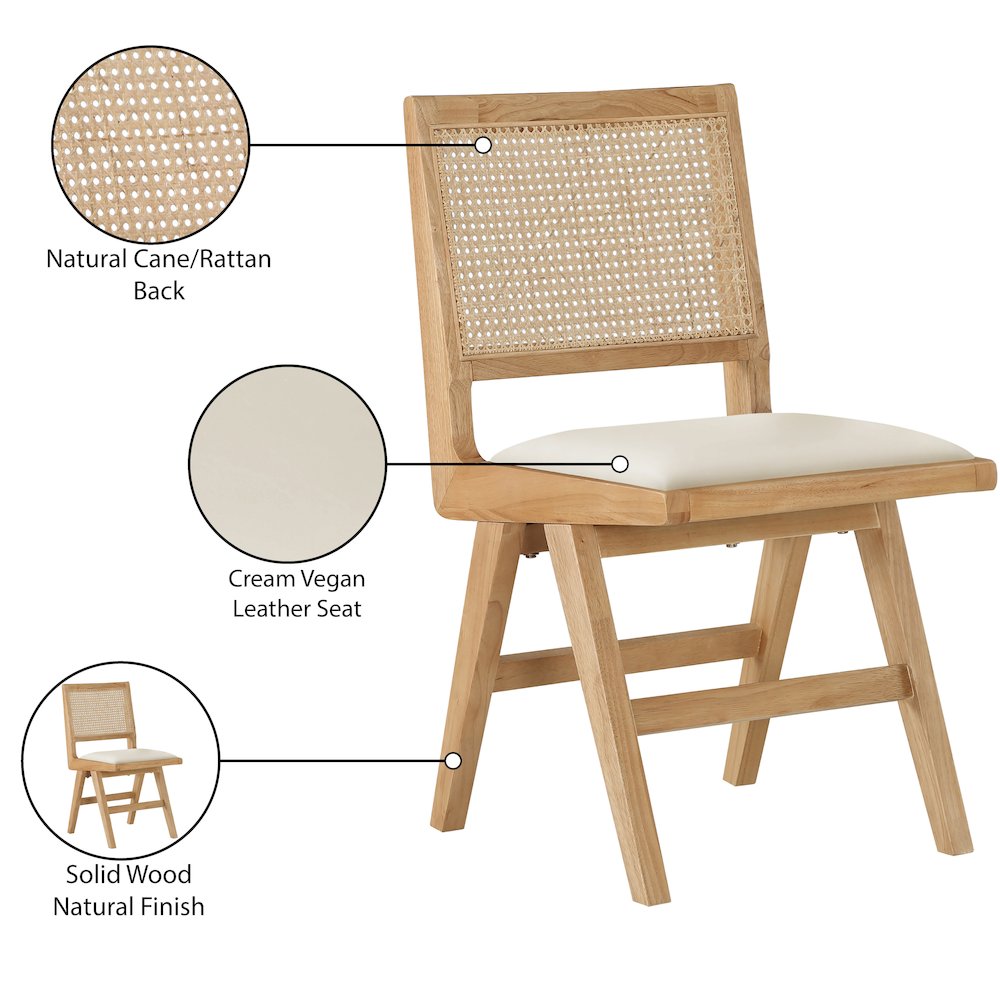 Abby Cream Vegan Leather Dining Side Chair, Set of 2. Picture 8