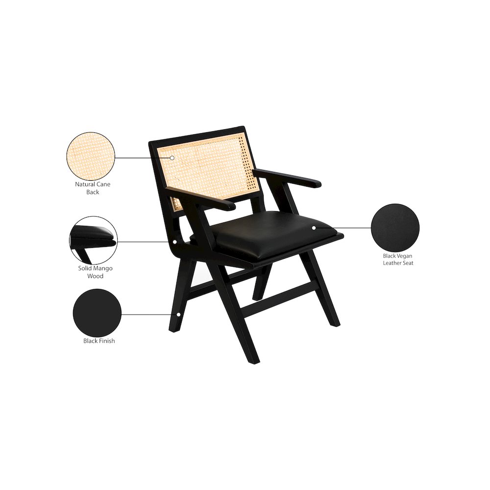 Abby Black Vegan Leather Dining Arm Chair, Set of 2. Picture 12