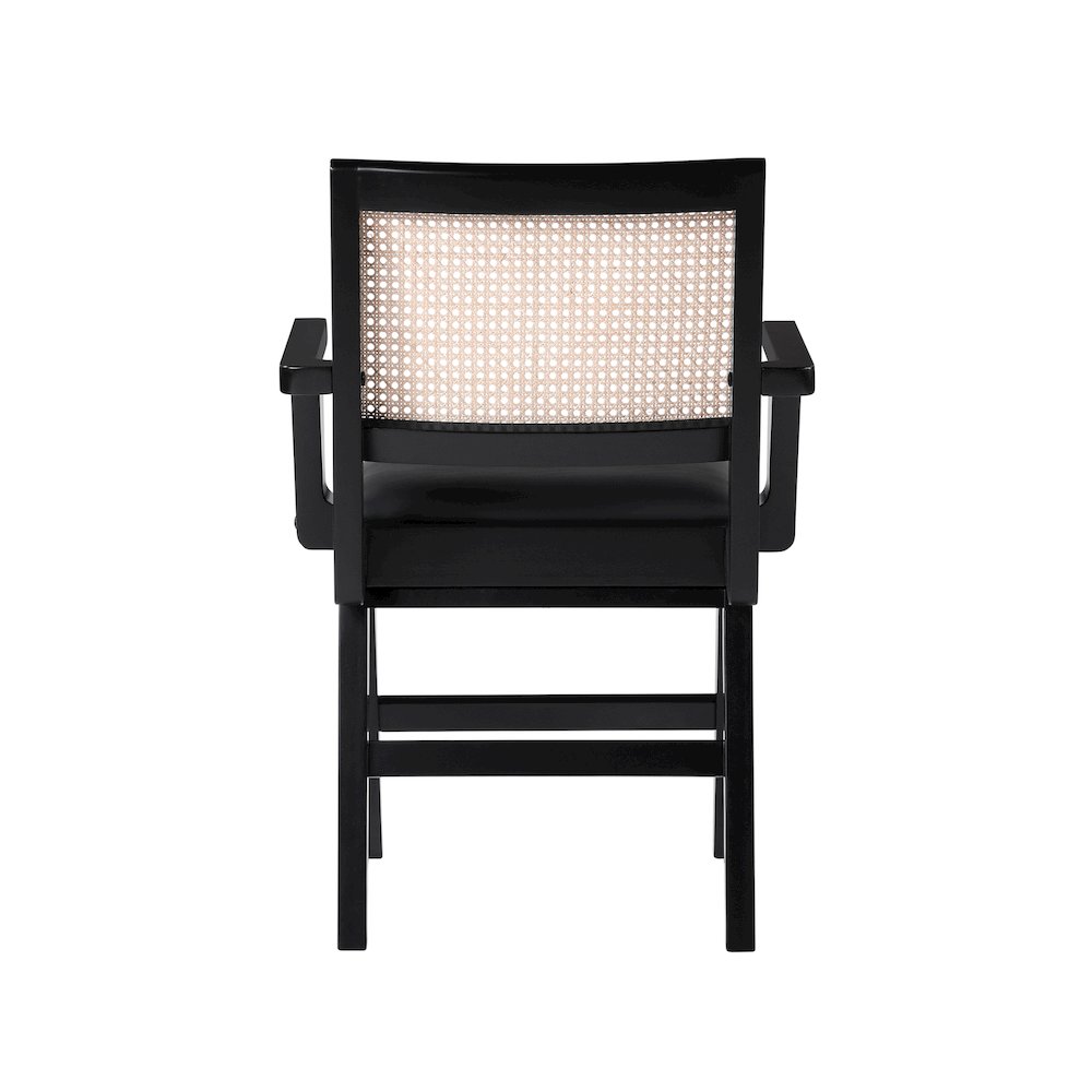 Abby Black Vegan Leather Dining Arm Chair, Set of 2. Picture 2