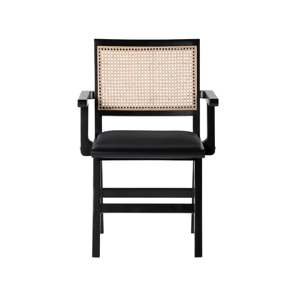 Abby Black Vegan Leather Dining Arm Chair, Set of 2. Picture 3