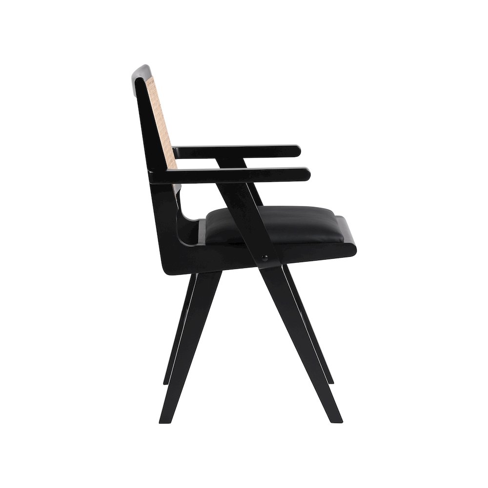 Abby Black Vegan Leather Dining Arm Chair, Set of 2. Picture 4