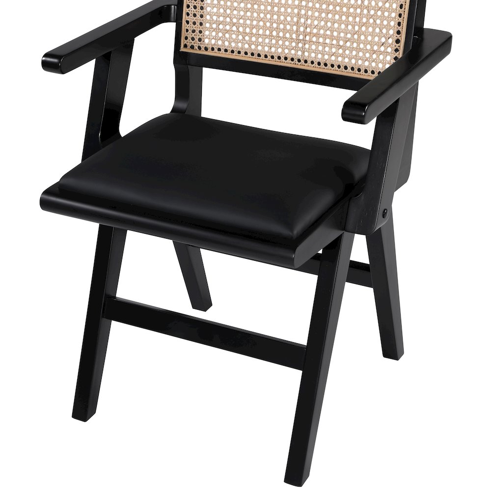 Abby Black Vegan Leather Dining Arm Chair, Set of 2. Picture 5
