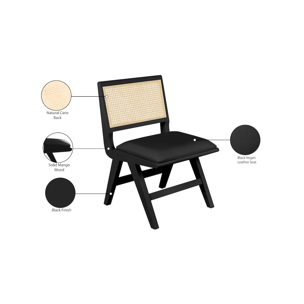 Abby Black Vegan Leather Dining Side Chair, Set of 2. Picture 13