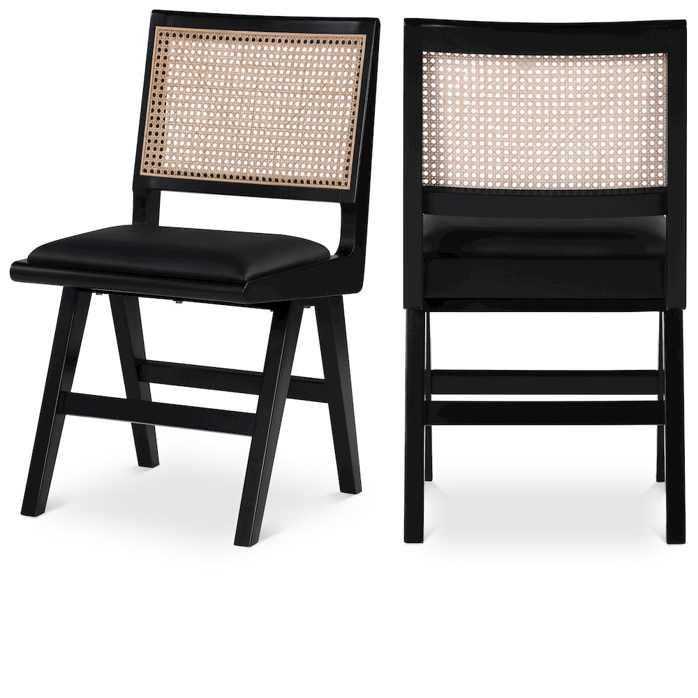 Abby Black Vegan Leather Dining Side Chair, Set of 2. Picture 1