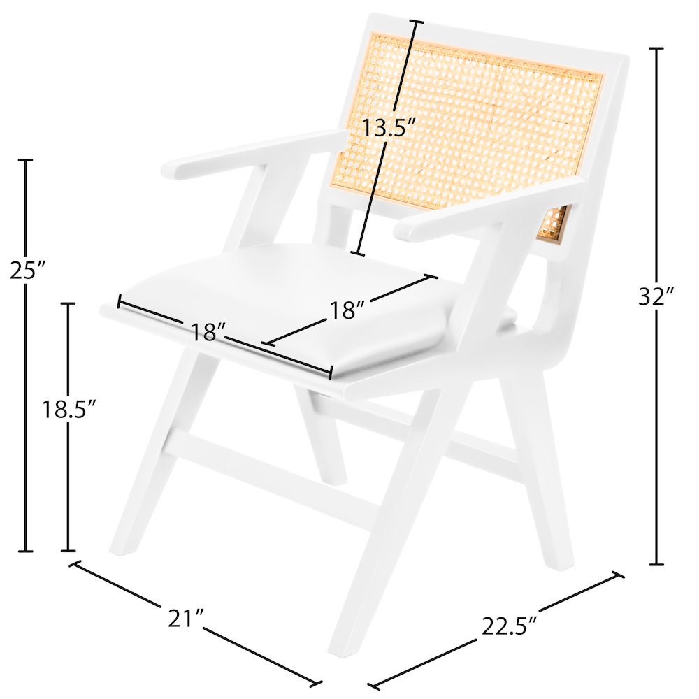 Abby Cream Vegan Leather Dining Arm Chair, Set of 2. Picture 11