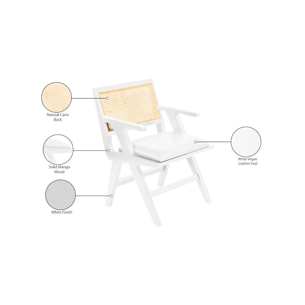 Abby Cream Vegan Leather Dining Arm Chair, Set of 2. Picture 12