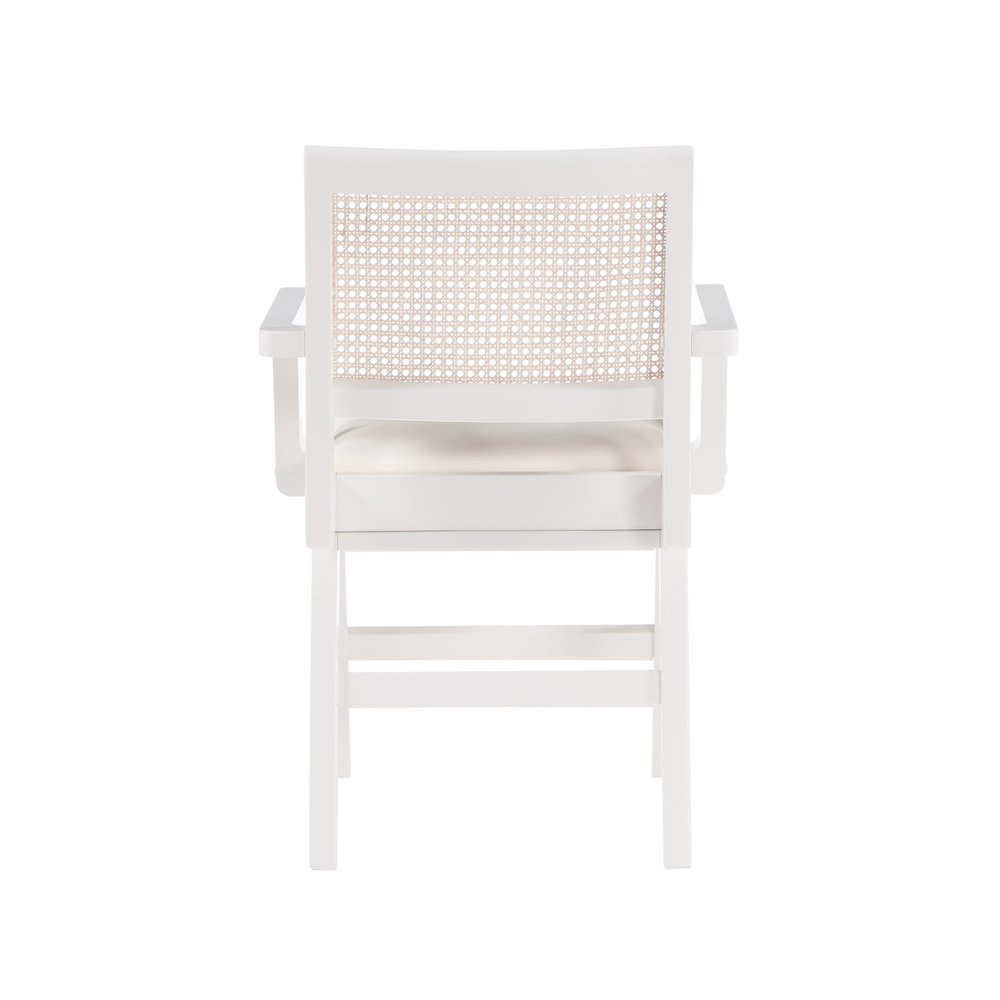 Abby Cream Vegan Leather Dining Arm Chair, Set of 2. Picture 2