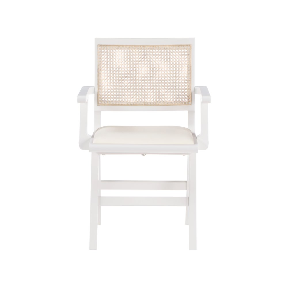 Abby Cream Vegan Leather Dining Arm Chair, Set of 2. Picture 3