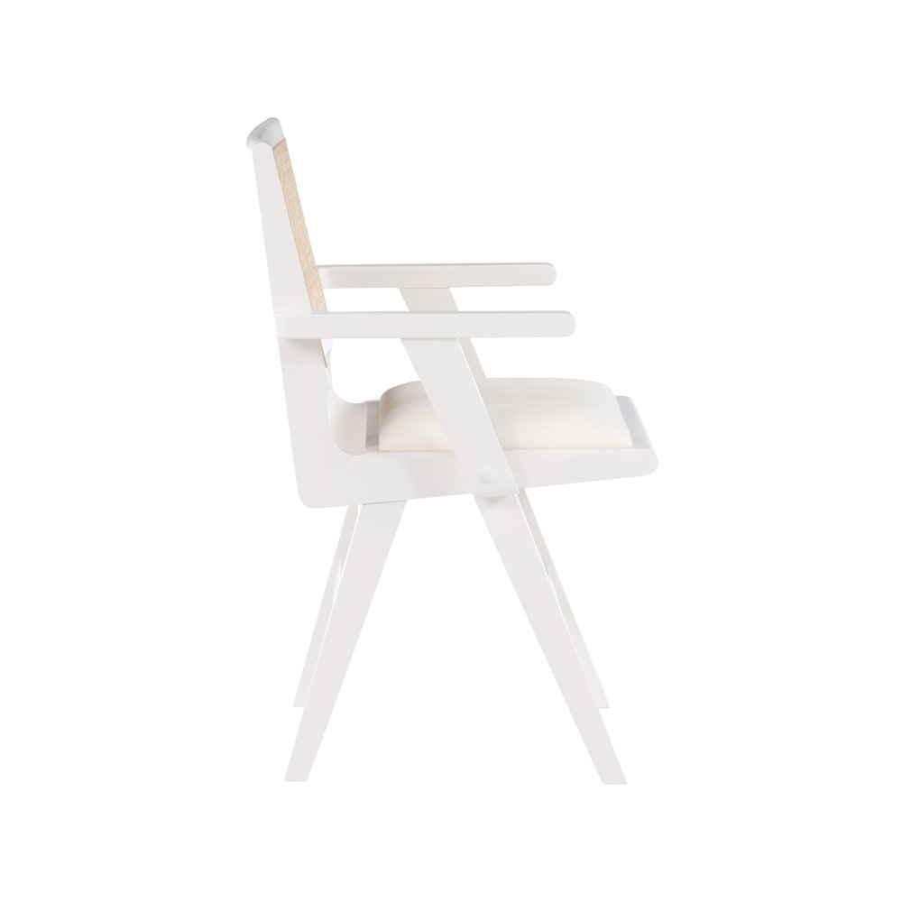 Abby Cream Vegan Leather Dining Arm Chair, Set of 2. Picture 4