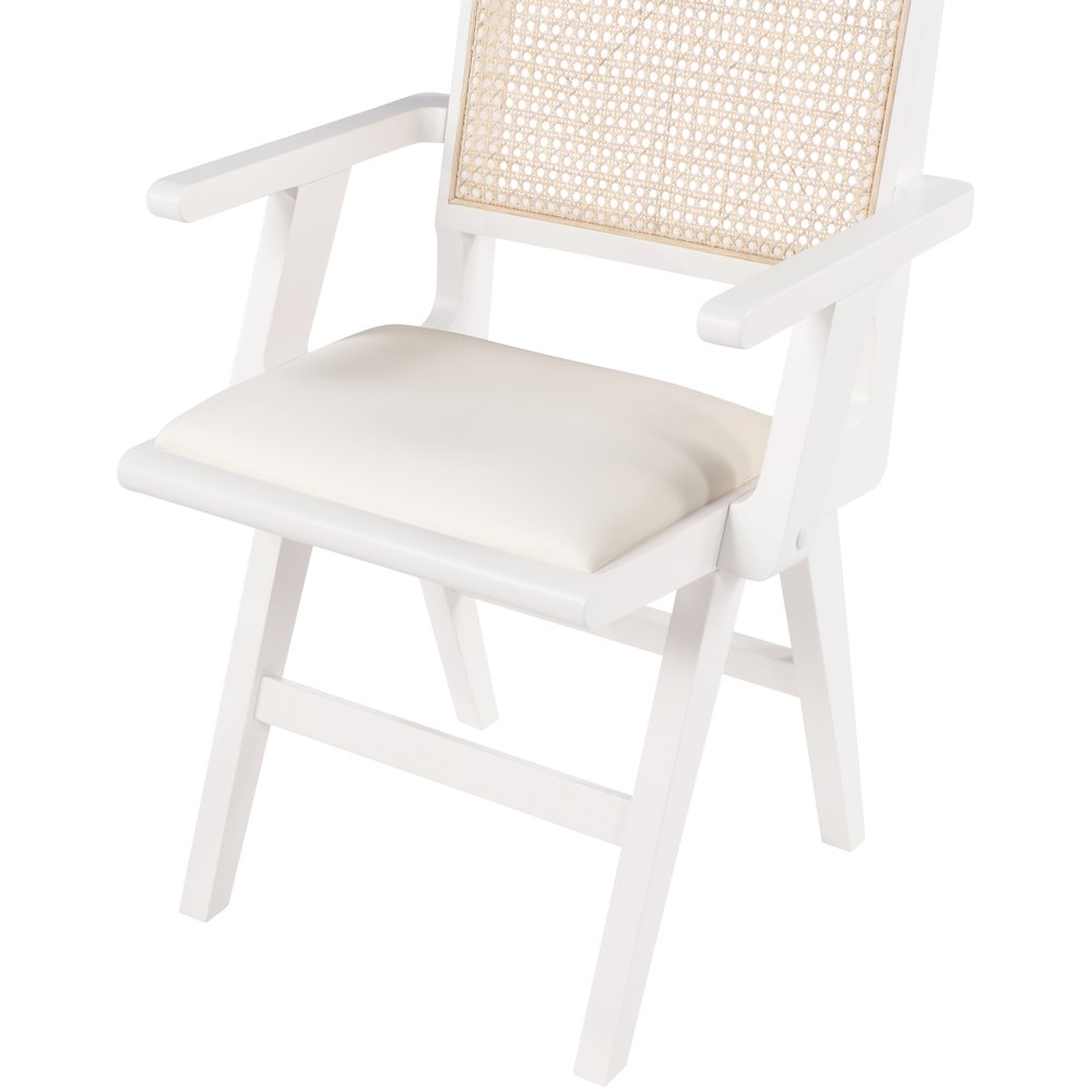 Abby Cream Vegan Leather Dining Arm Chair, Set of 2. Picture 5