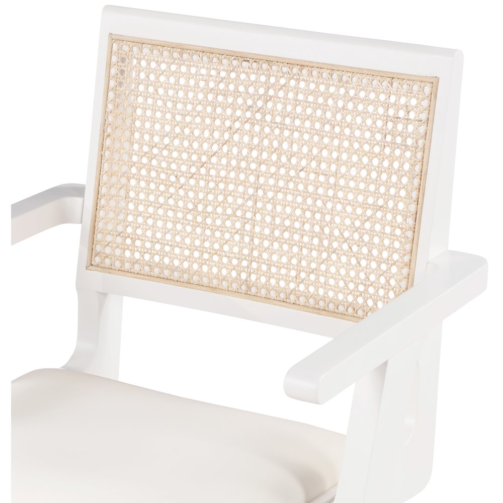 Abby Cream Vegan Leather Dining Arm Chair, Set of 2. Picture 6