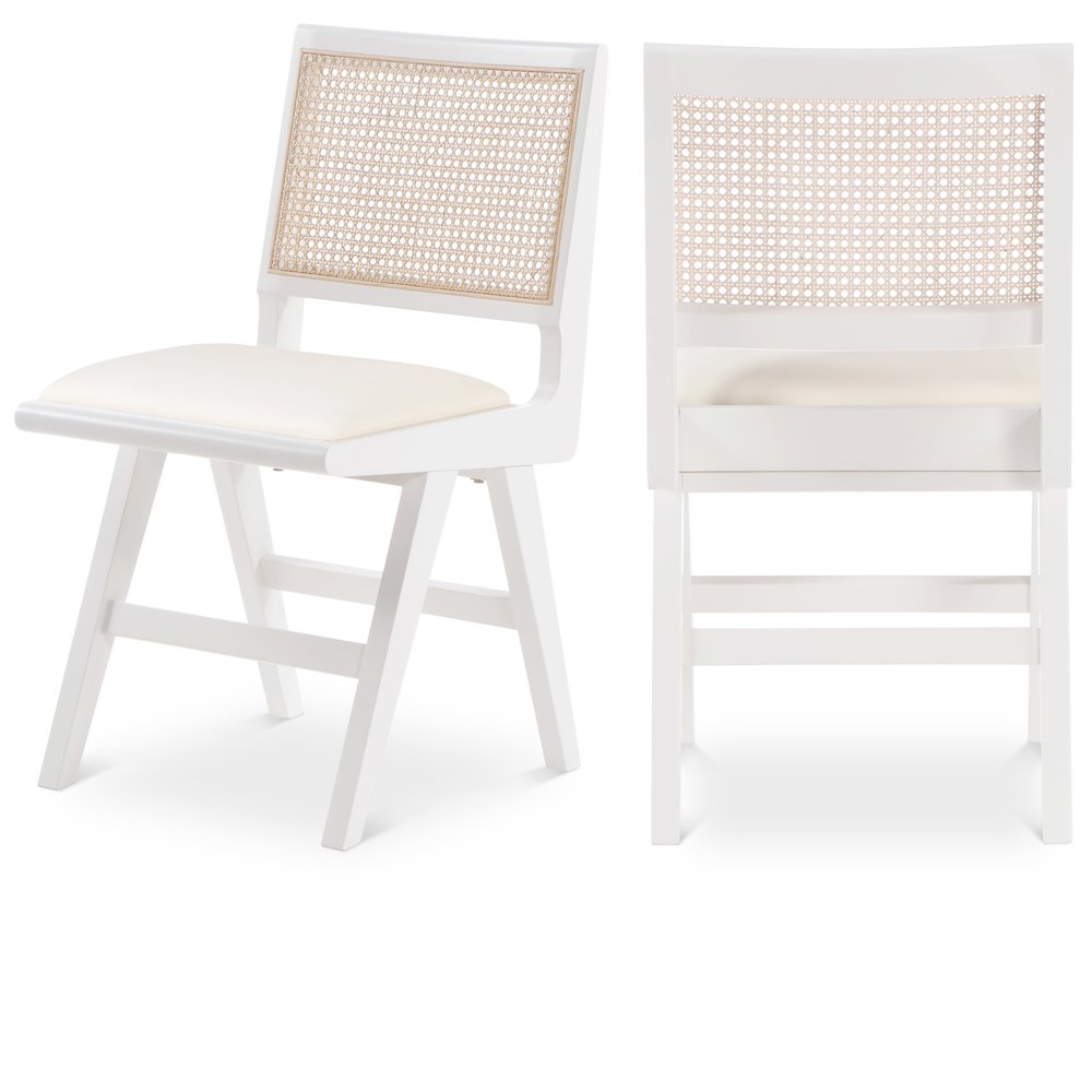 Abby Cream Vegan Leather Dining Side Chair, Set of 2. Picture 1