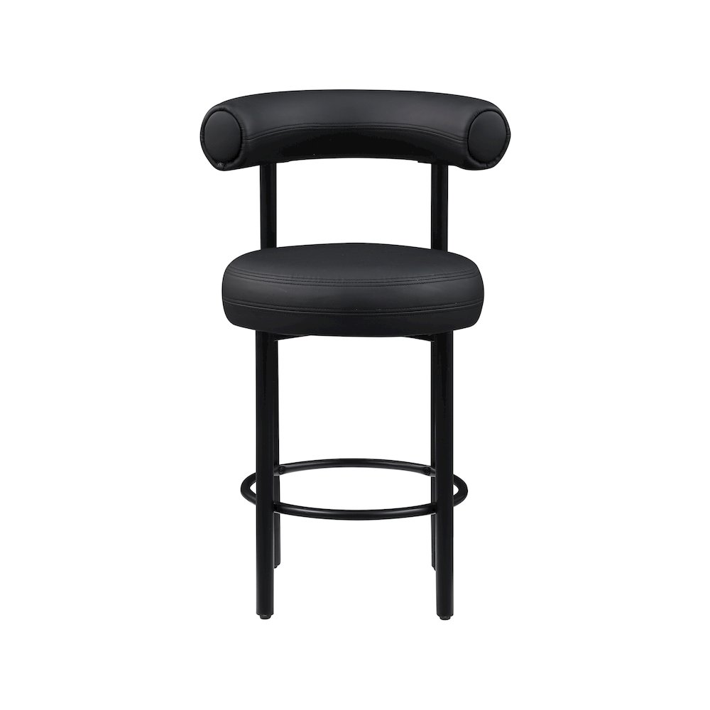 Bordeaux Black Vegan Leather Counter Stool, Set of 2. Picture 2