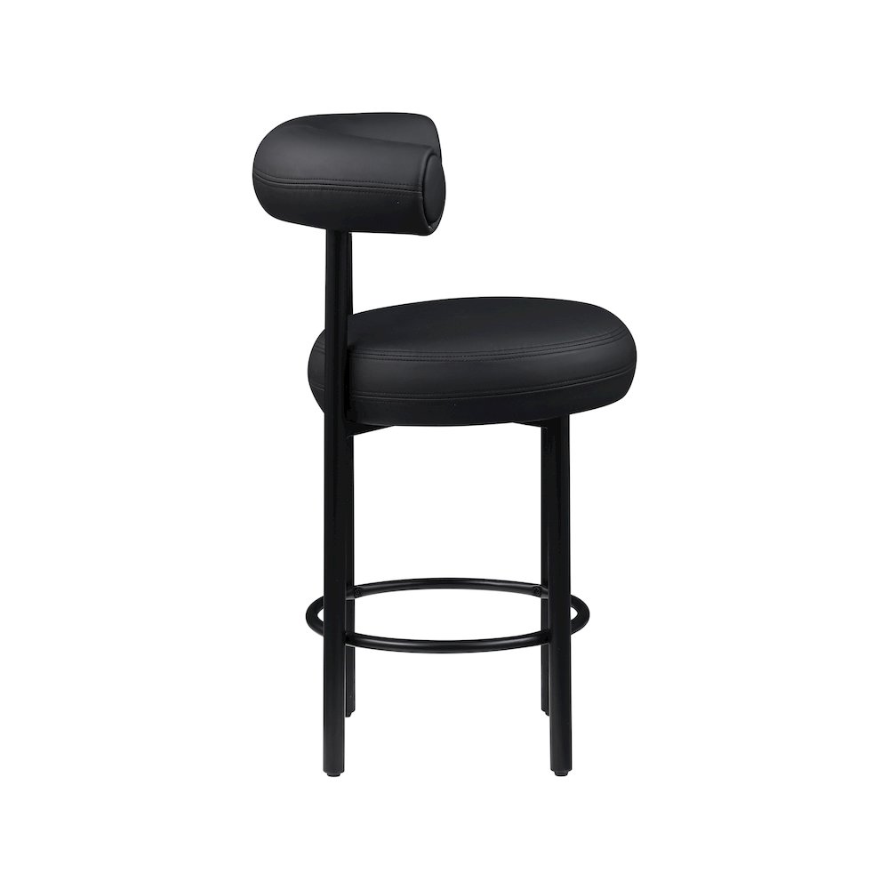 Bordeaux Black Vegan Leather Counter Stool, Set of 2. Picture 3