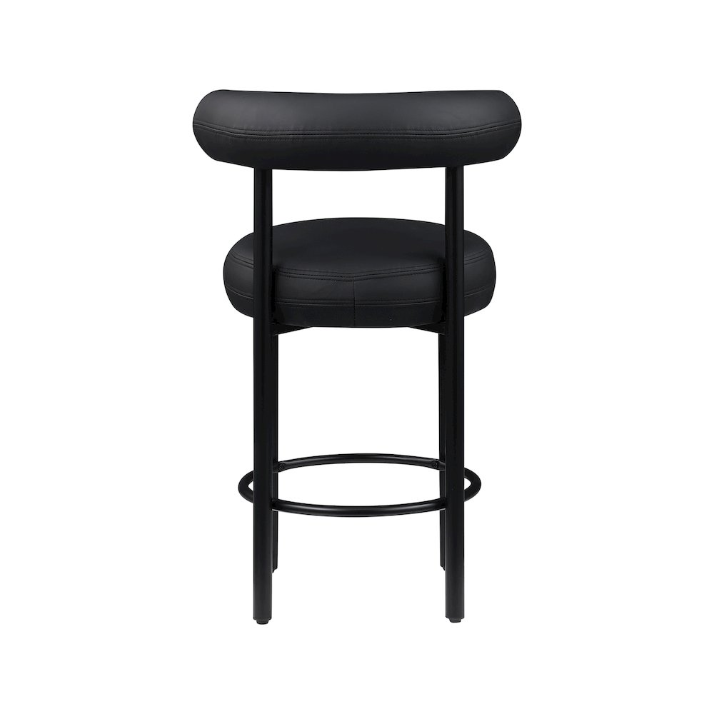 Bordeaux Black Vegan Leather Counter Stool, Set of 2. Picture 4