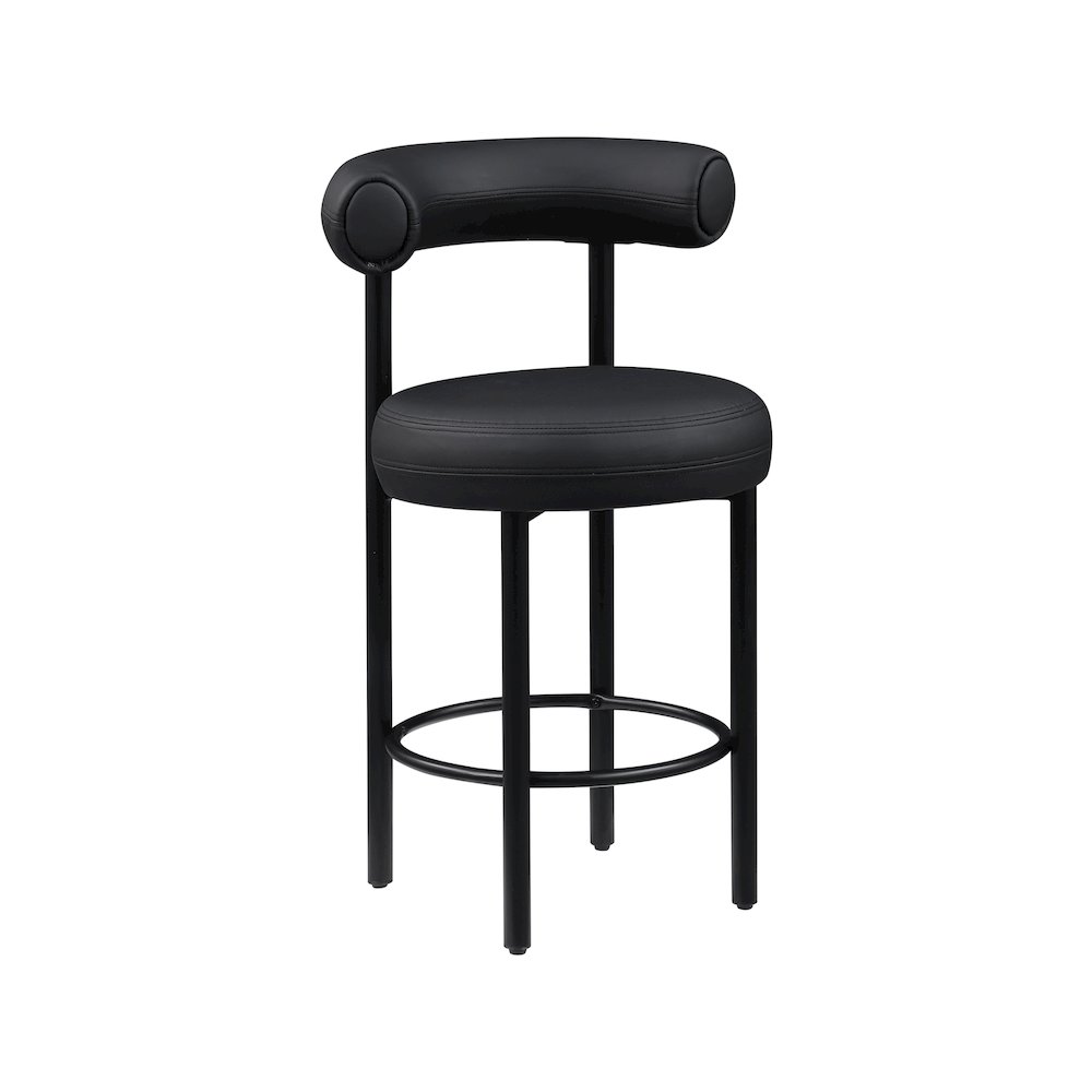 Bordeaux Black Vegan Leather Counter Stool, Set of 2. Picture 5