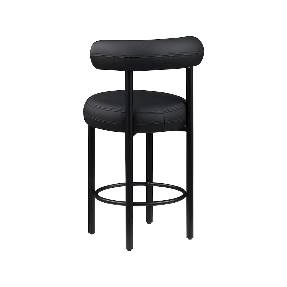 Bordeaux Black Vegan Leather Counter Stool, Set of 2. Picture 6