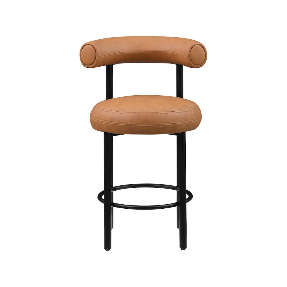 Bordeaux Cognac Vegan Leather Counter Stool, Set of 2. Picture 2
