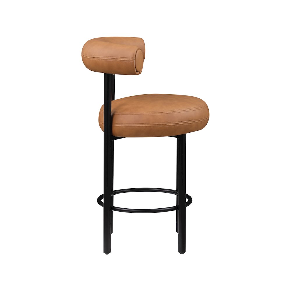 Bordeaux Cognac Vegan Leather Counter Stool, Set of 2. Picture 3