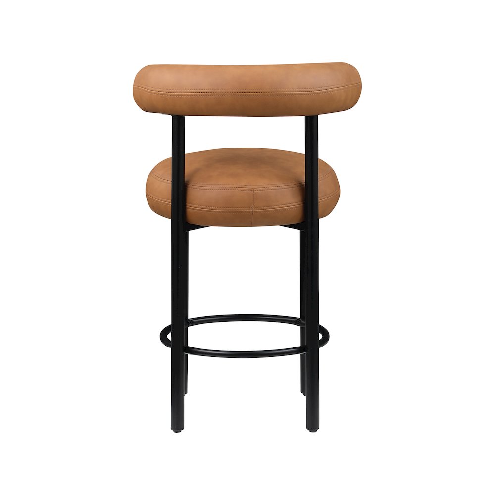 Bordeaux Cognac Vegan Leather Counter Stool, Set of 2. Picture 4