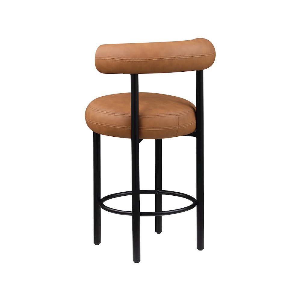 Bordeaux Cognac Vegan Leather Counter Stool, Set of 2. Picture 6
