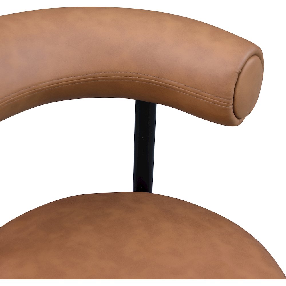 Bordeaux Cognac Vegan Leather Counter Stool, Set of 2. Picture 7