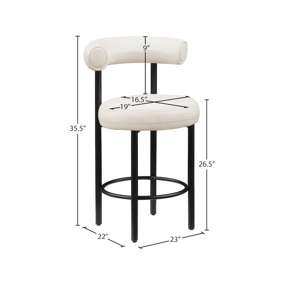 Bordeaux Cream Vegan Leather Counter Stool, Set of 2. Picture 9