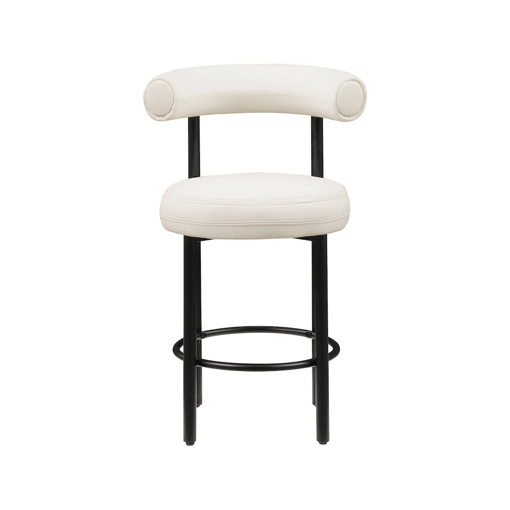 Bordeaux Cream Vegan Leather Counter Stool, Set of 2. Picture 2