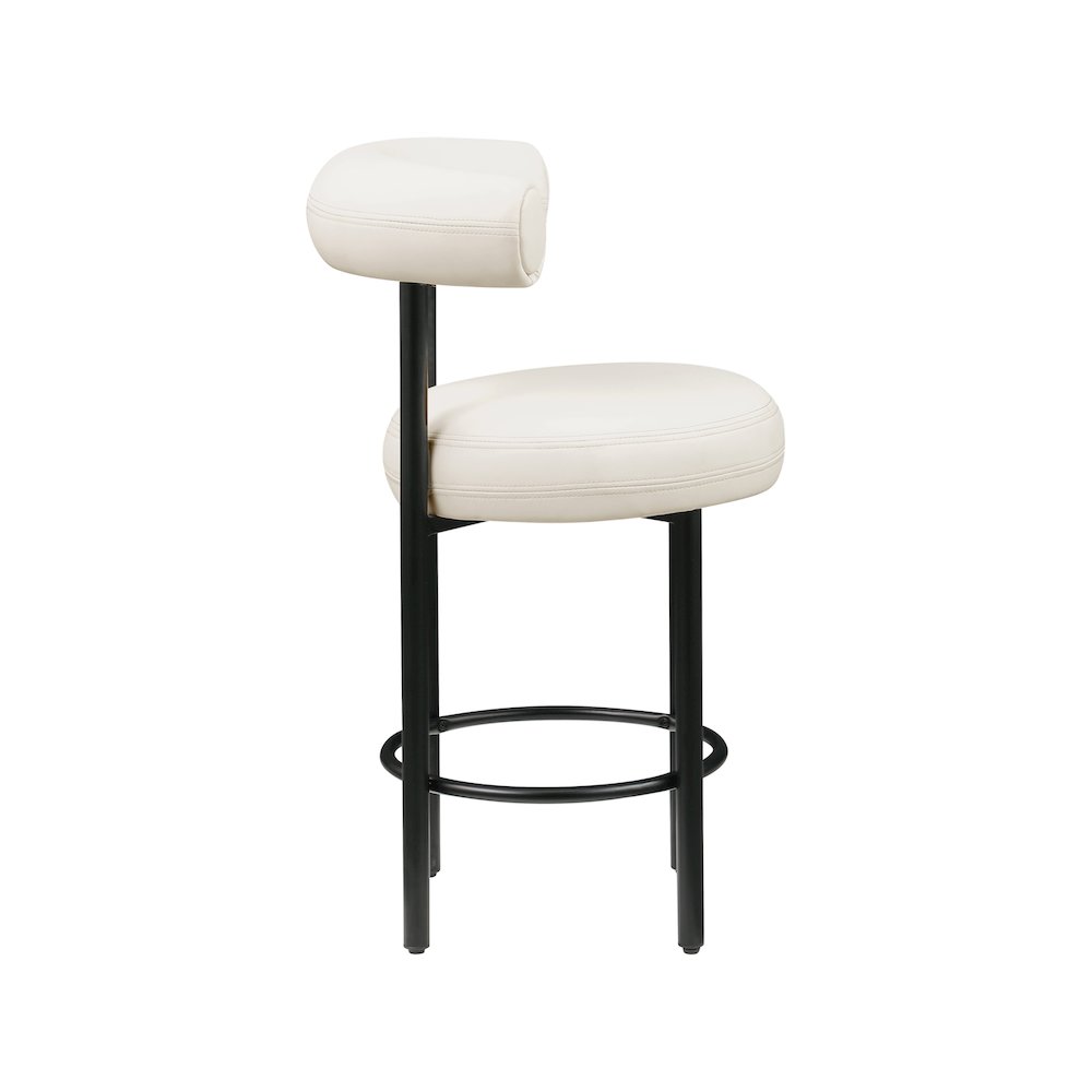 Bordeaux Cream Vegan Leather Counter Stool, Set of 2. Picture 3