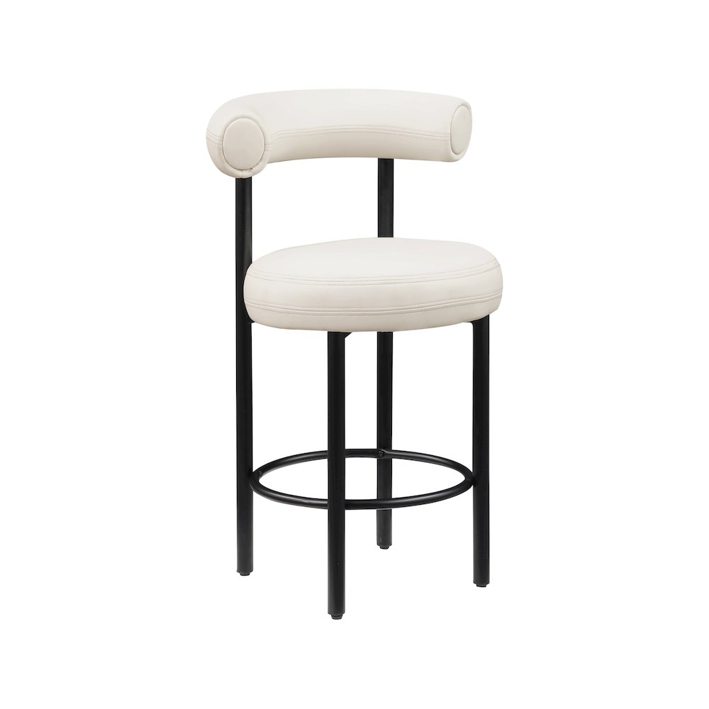 Bordeaux Cream Vegan Leather Counter Stool, Set of 2. Picture 5