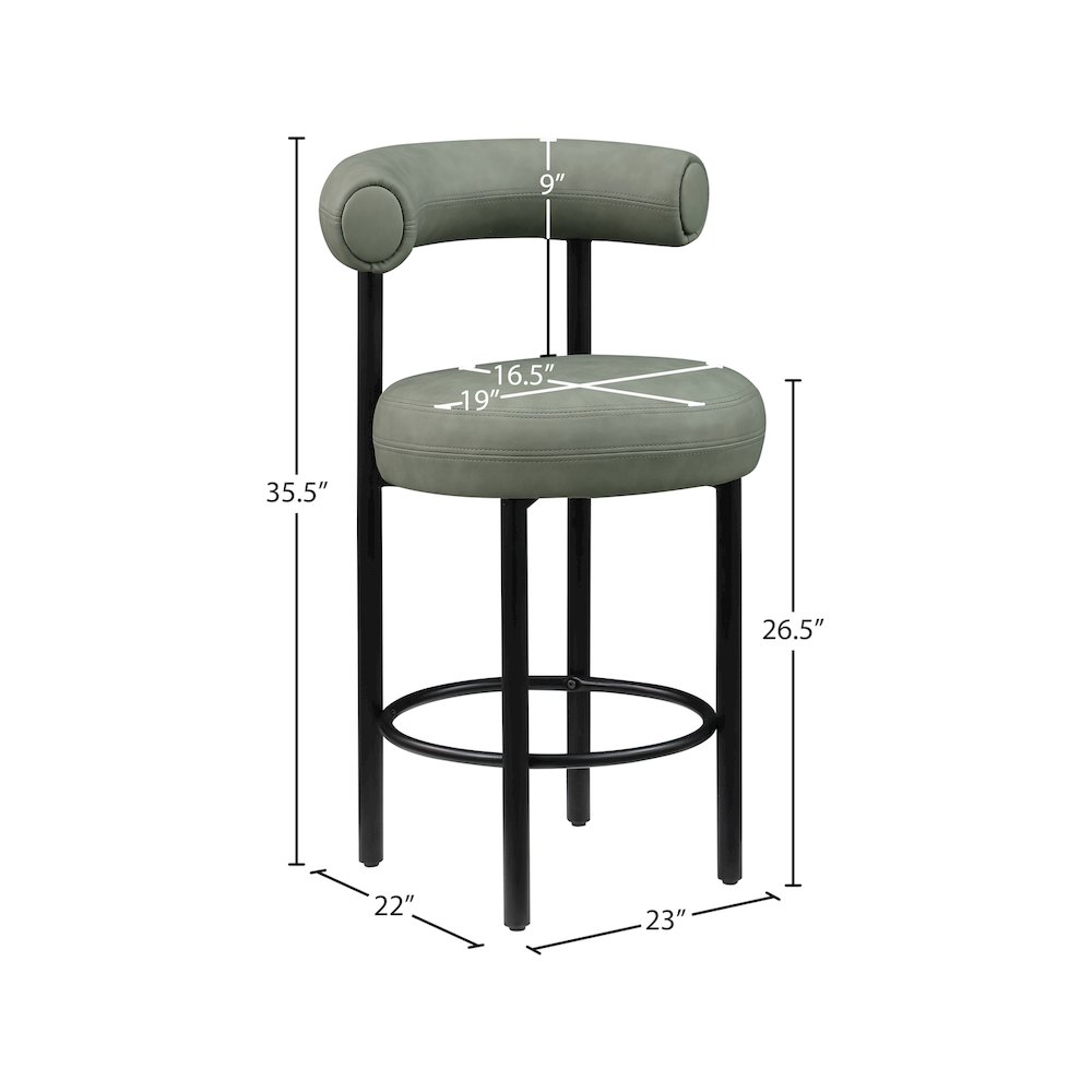 Bordeaux Green Vegan Leather Counter Stool, Set of 2. Picture 9