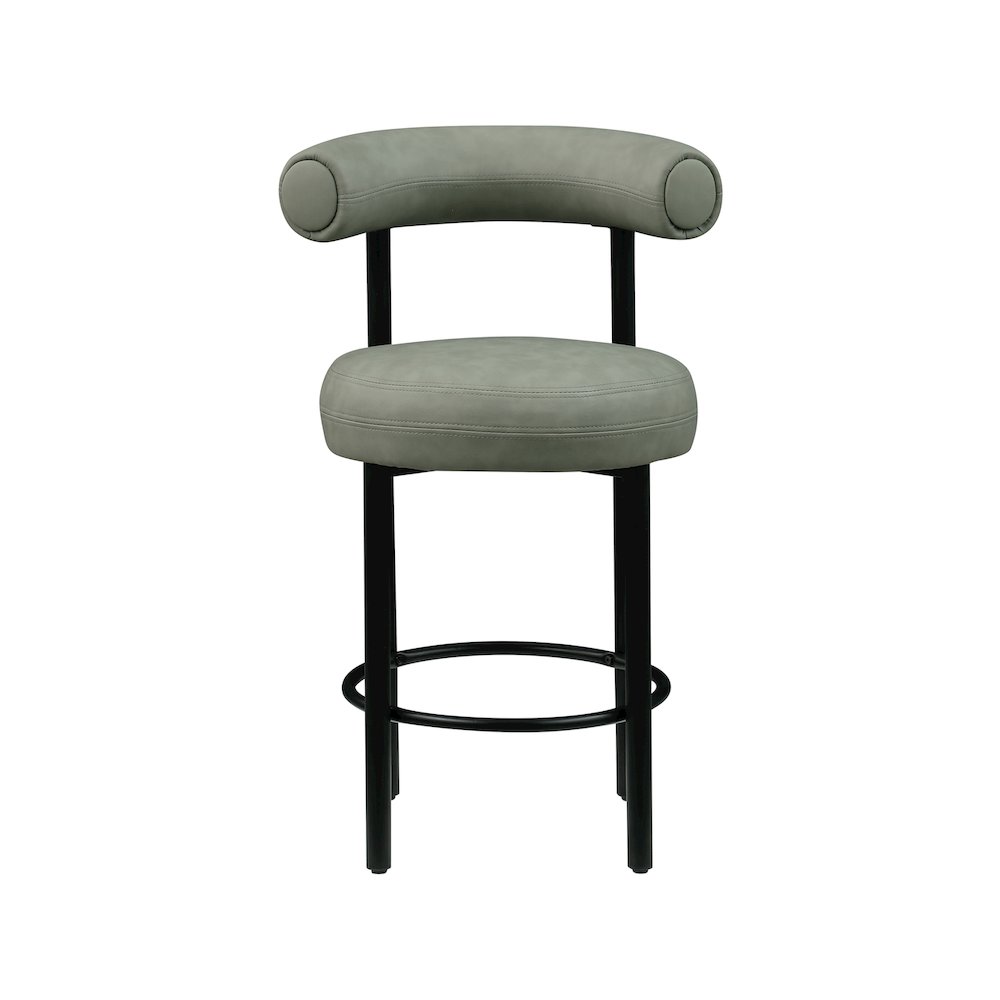 Bordeaux Green Vegan Leather Counter Stool, Set of 2. Picture 2