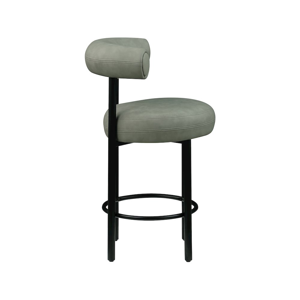 Bordeaux Green Vegan Leather Counter Stool, Set of 2. Picture 3