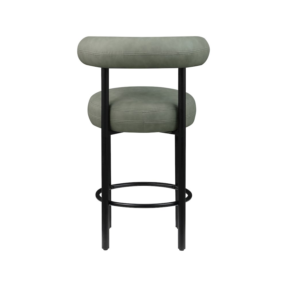 Bordeaux Green Vegan Leather Counter Stool, Set of 2. Picture 4