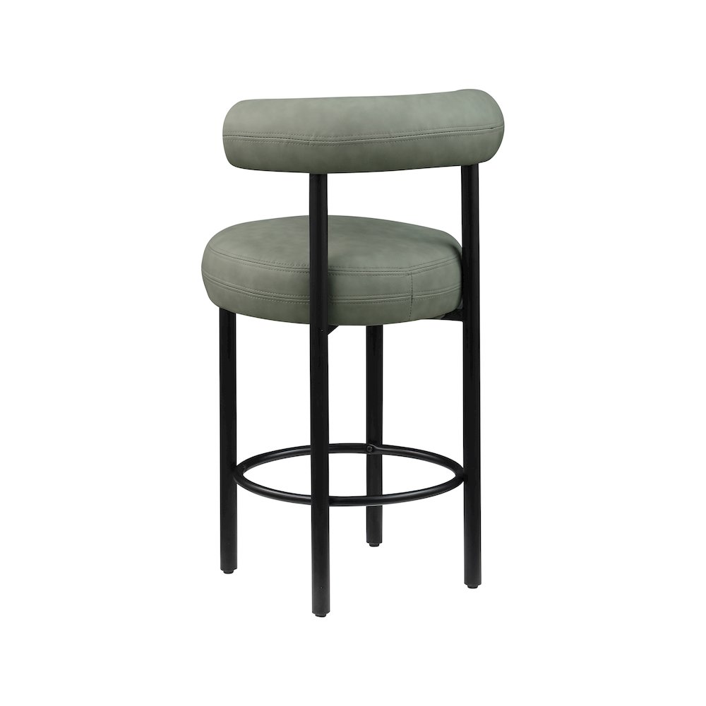 Bordeaux Green Vegan Leather Counter Stool, Set of 2. Picture 6