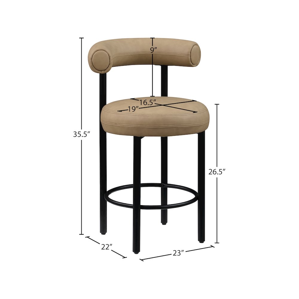 Bordeaux Tan Vegan Leather Counter Stool, Set of 2. Picture 9