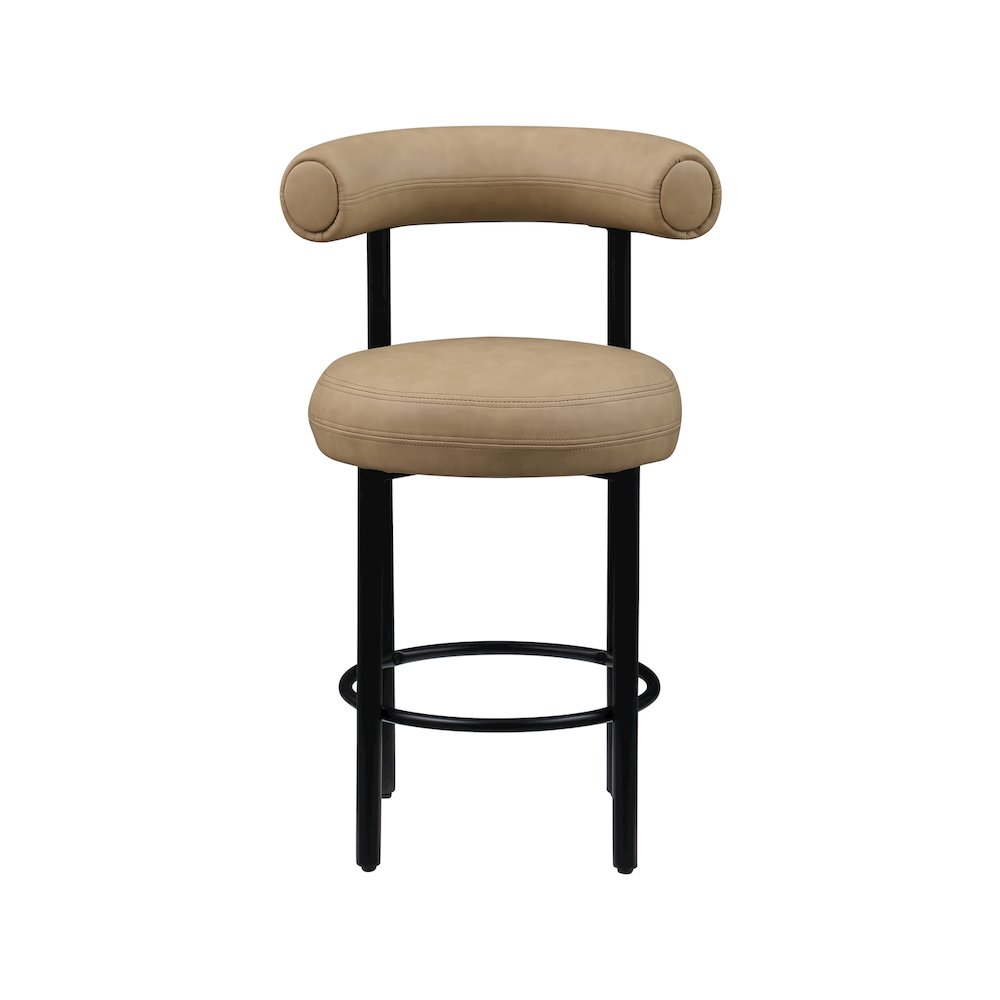 Bordeaux Tan Vegan Leather Counter Stool, Set of 2. Picture 2