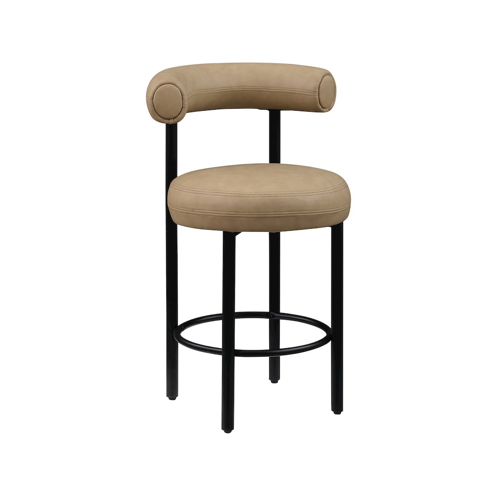 Bordeaux Tan Vegan Leather Counter Stool, Set of 2. Picture 5