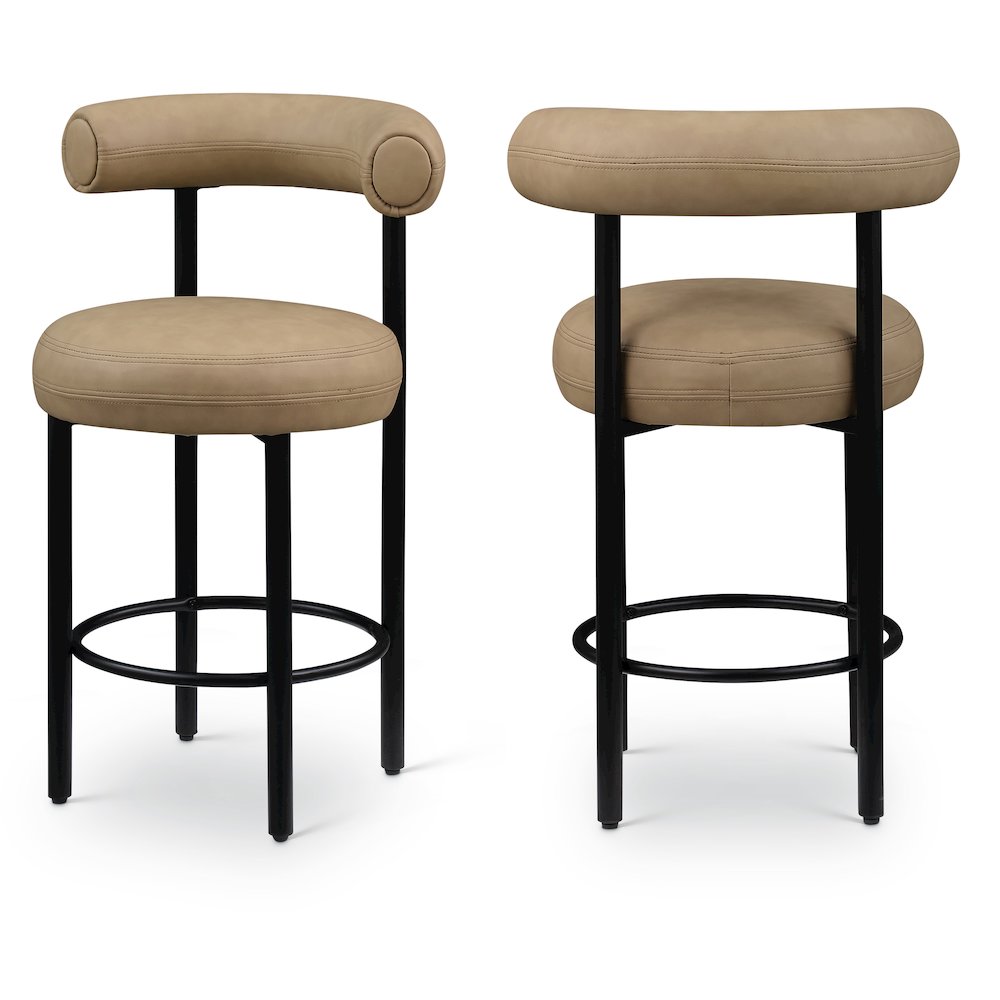 Bordeaux Tan Vegan Leather Counter Stool, Set of 2. Picture 1