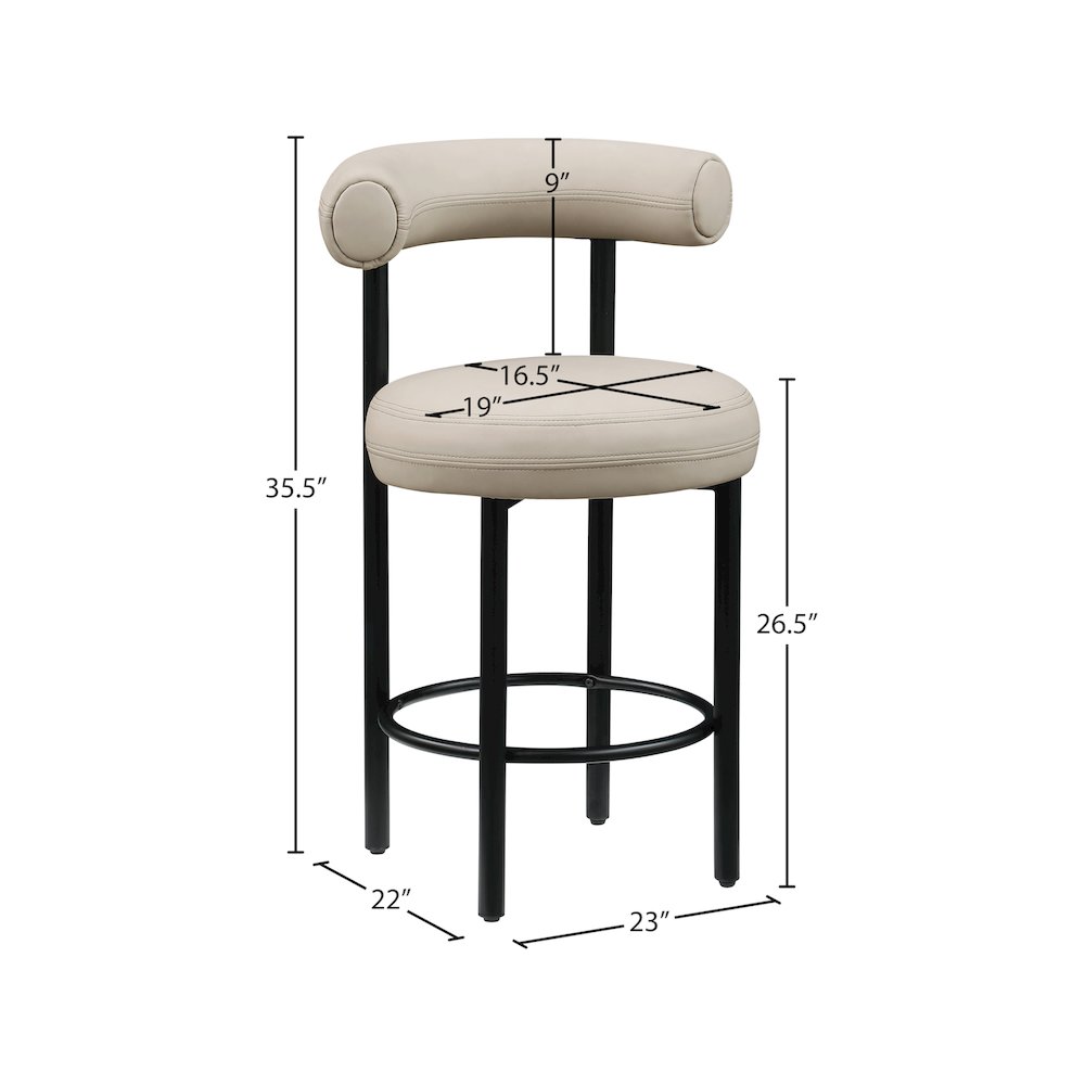 Bordeaux Taupe Vegan Leather Counter Stool, Set of 2. Picture 9