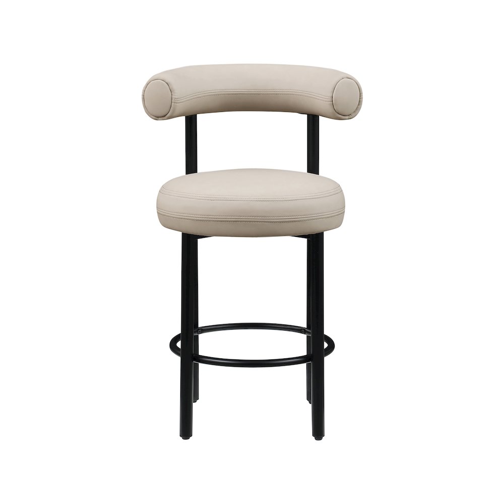 Bordeaux Taupe Vegan Leather Counter Stool, Set of 2. Picture 2
