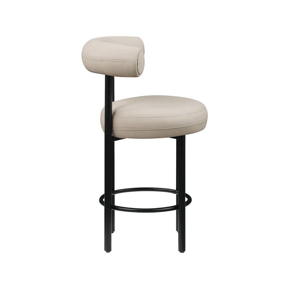 Bordeaux Taupe Vegan Leather Counter Stool, Set of 2. Picture 3