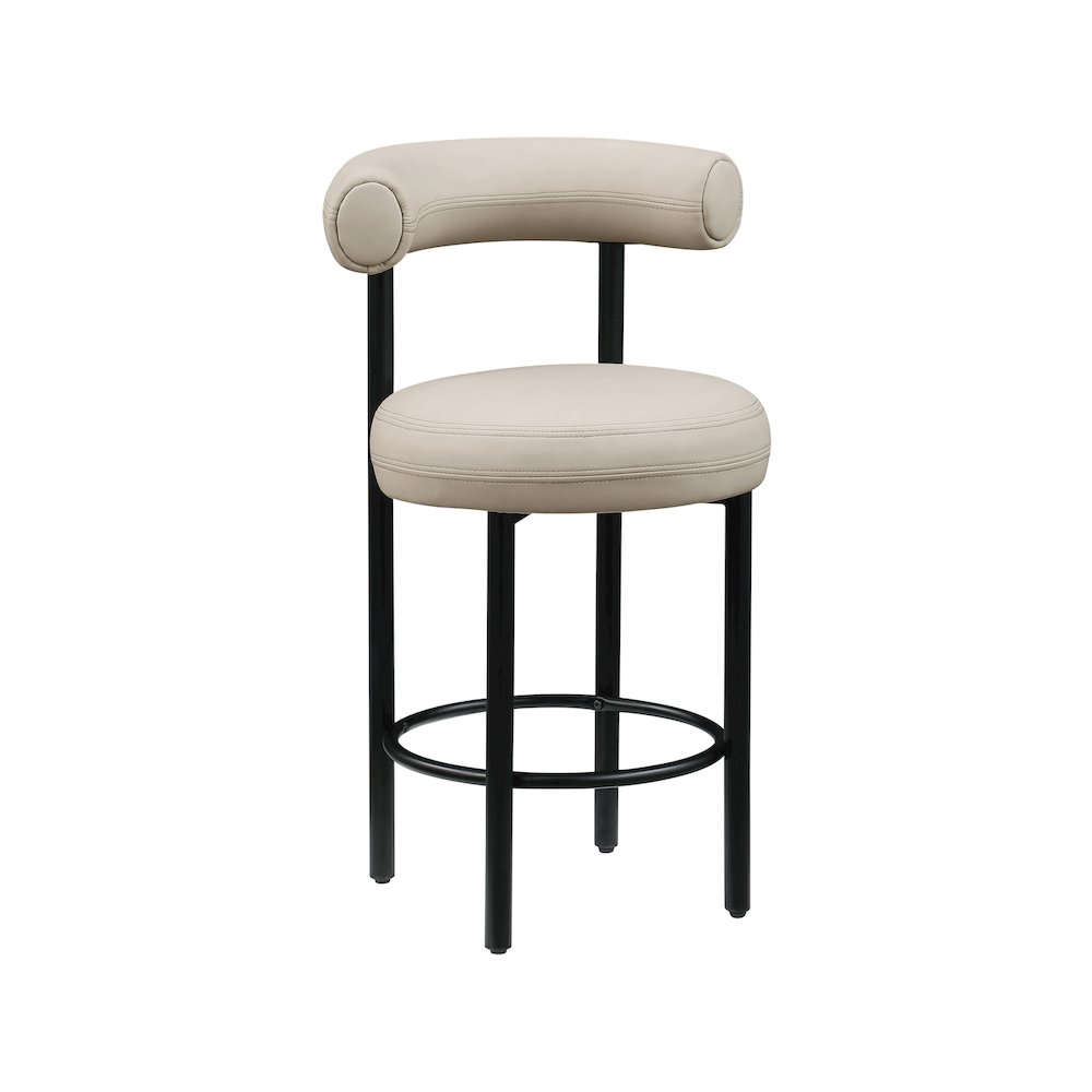 Bordeaux Taupe Vegan Leather Counter Stool, Set of 2. Picture 5
