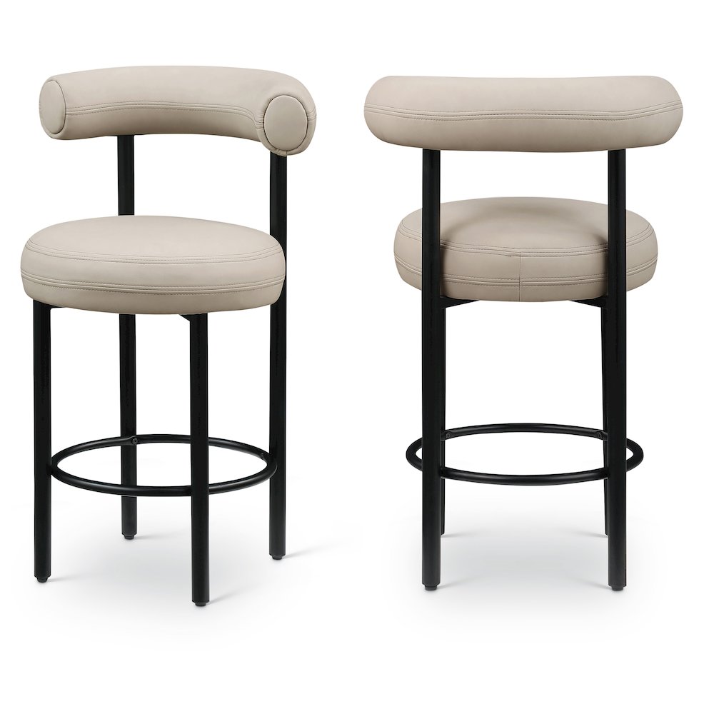 Bordeaux Taupe Vegan Leather Counter Stool, Set of 2. Picture 1