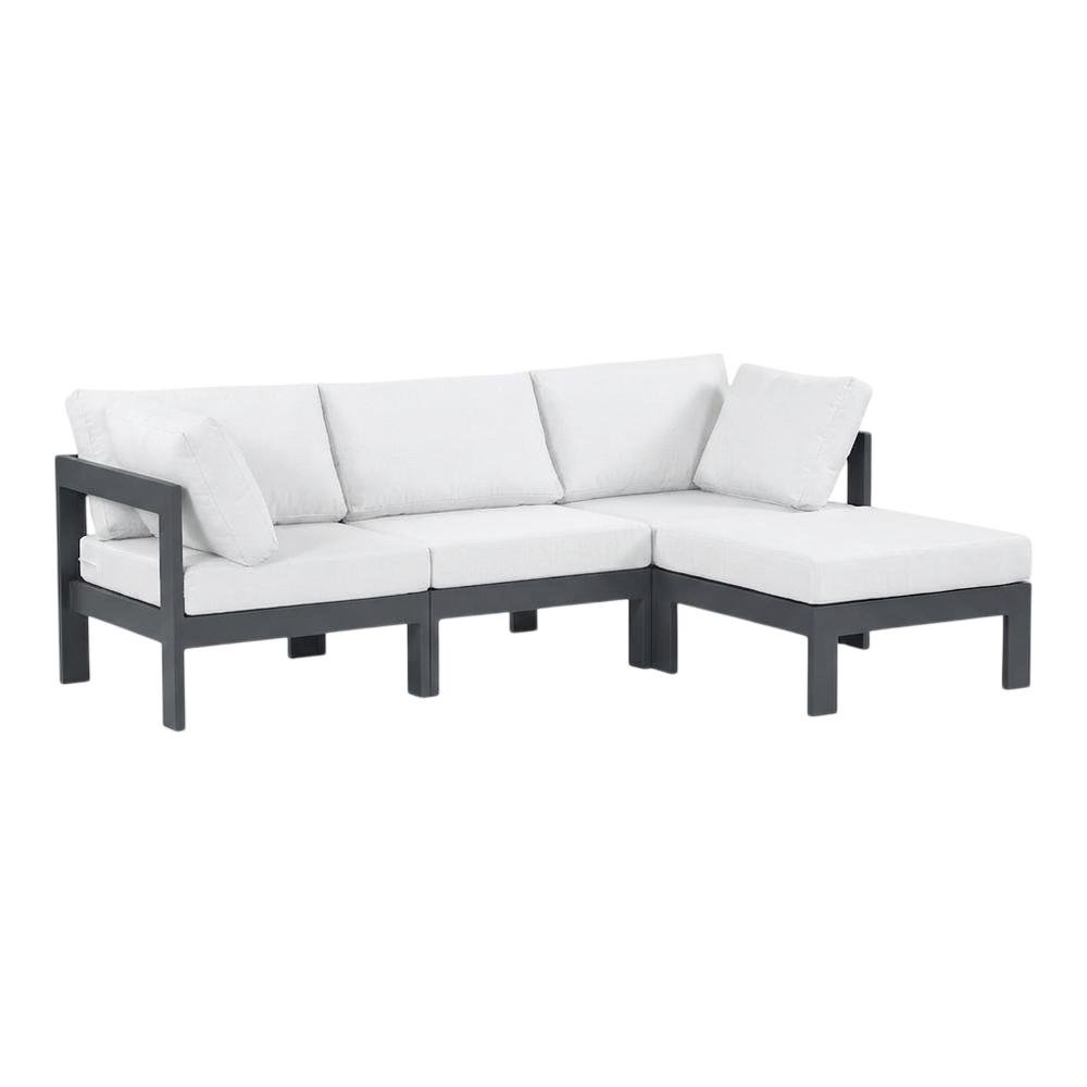 White Fabric Outdoor Patio Modular Sectional With Contemporary Style. Picture 1