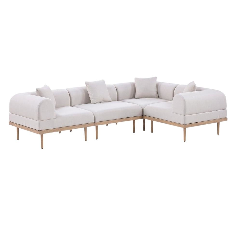 Beige Fabric Outdoor Modular Sectional, Cushioned Seats, Contemporary Style. Picture 1