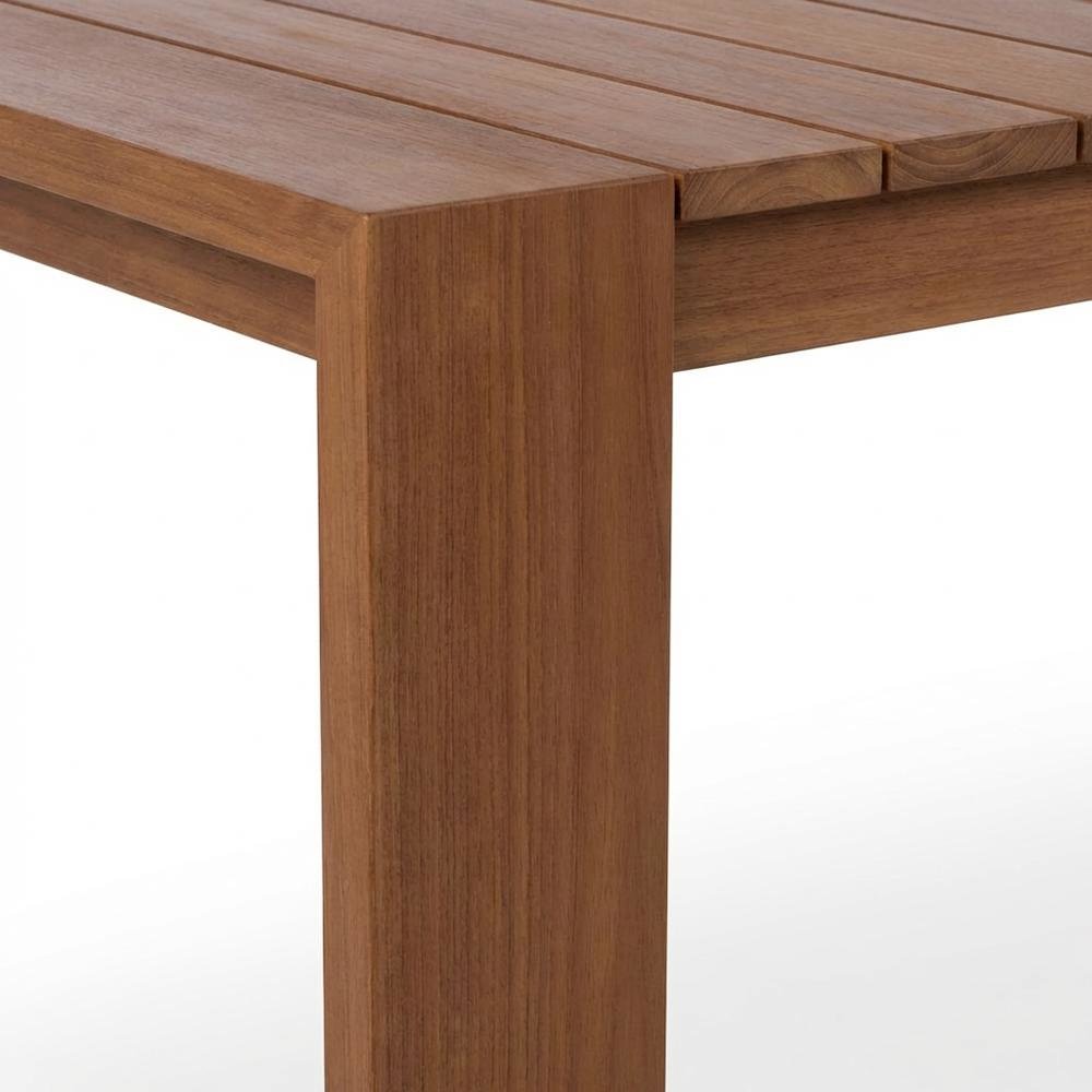 Outdoor Patio Dining Table With Aluminum Frame And Teak Finish, 108-Inch Wide. Picture 6