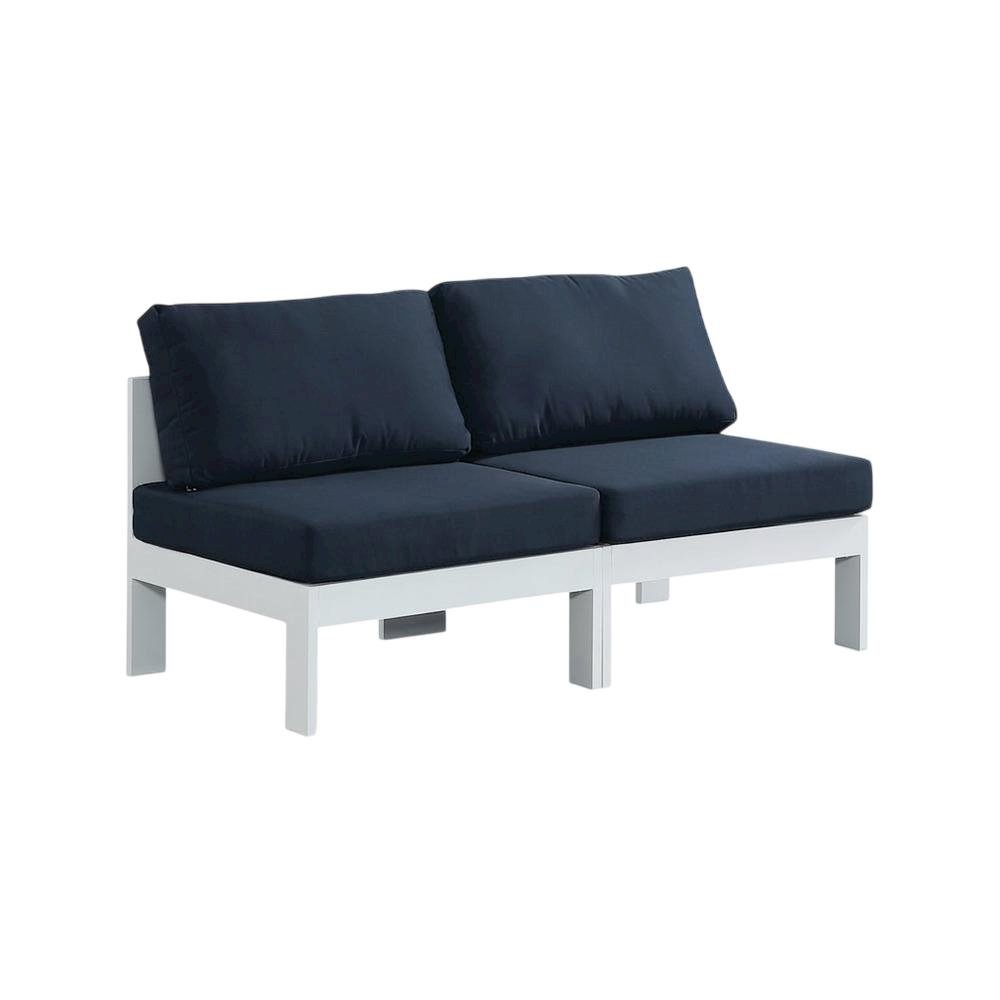 Navy Fabric Outdoor Modular Sofa With Contemporary Style And Cushioned Comfort. Picture 1
